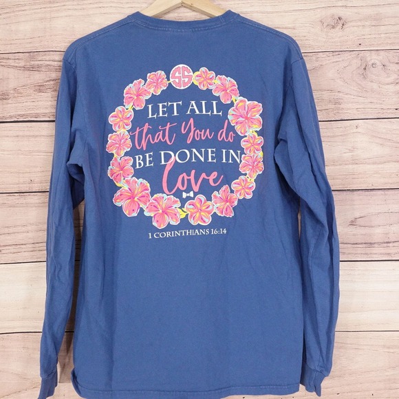 SIMPLY SOUTHERN COLLECTION LET ALL THAT YOU DO BE DONE IN LOVE TSHIRT SZ M - Picture 2 of 7
